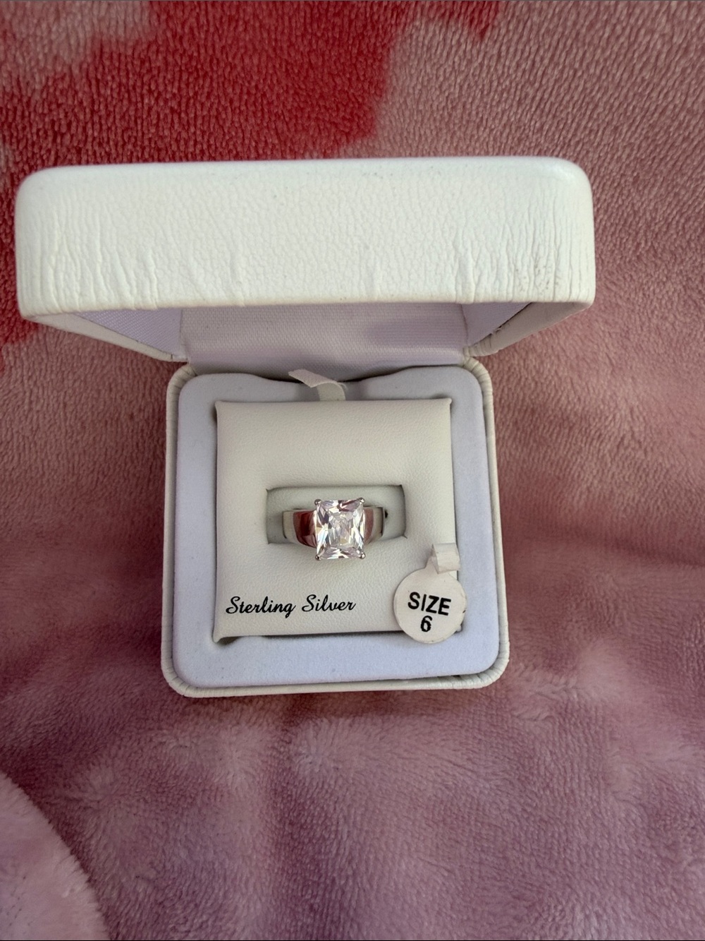 Sterling Silver Cushion-Cut Cubic Zirconia Ring - Size 6 - NWB - Gorgeous